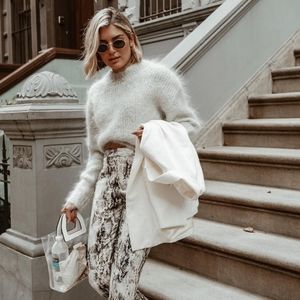 NWT H&M KNIT MOHAIR-BLEND SWEATER IN LIGHT TURQUOISE, SIZE XS